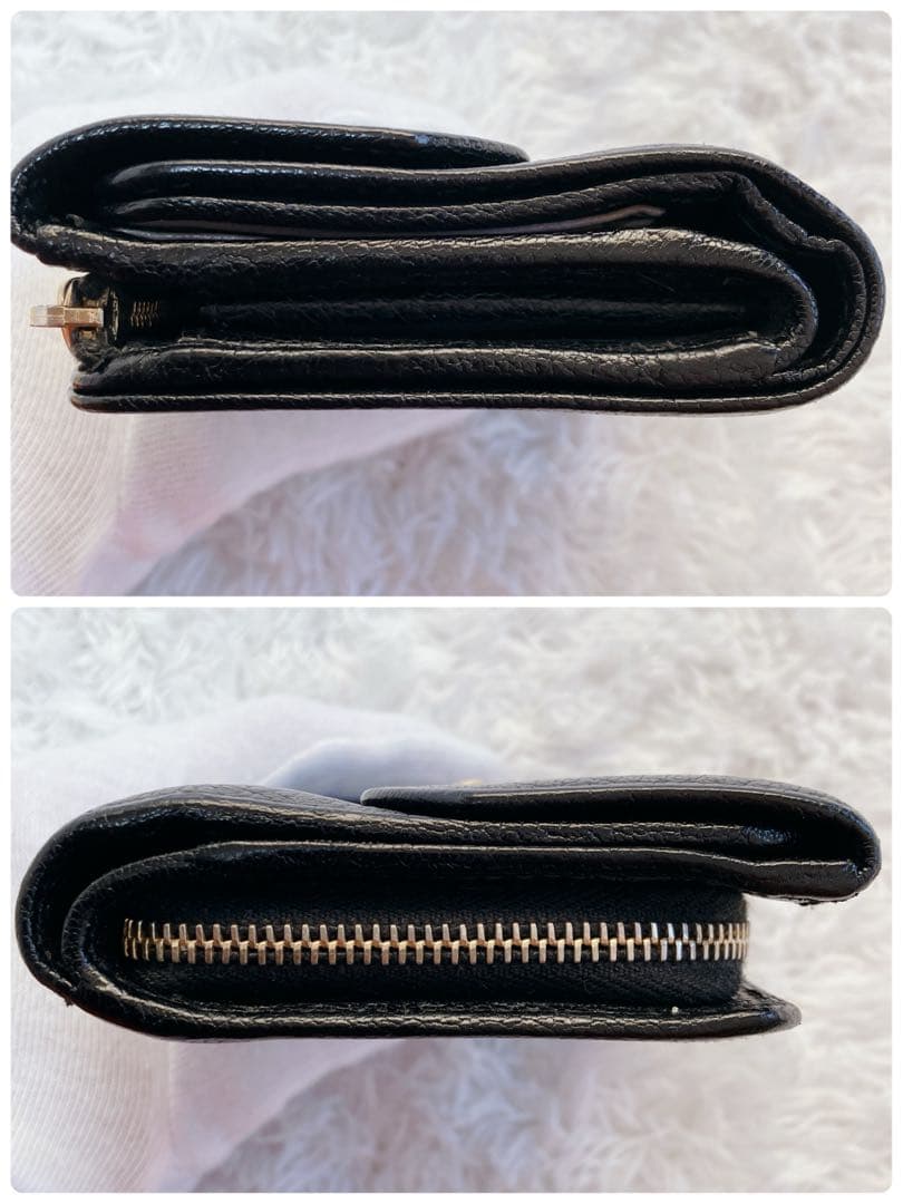 極美品✨ミュウミュウ 折り財布 L字ファスナー5ML014 本革 黒 バイ