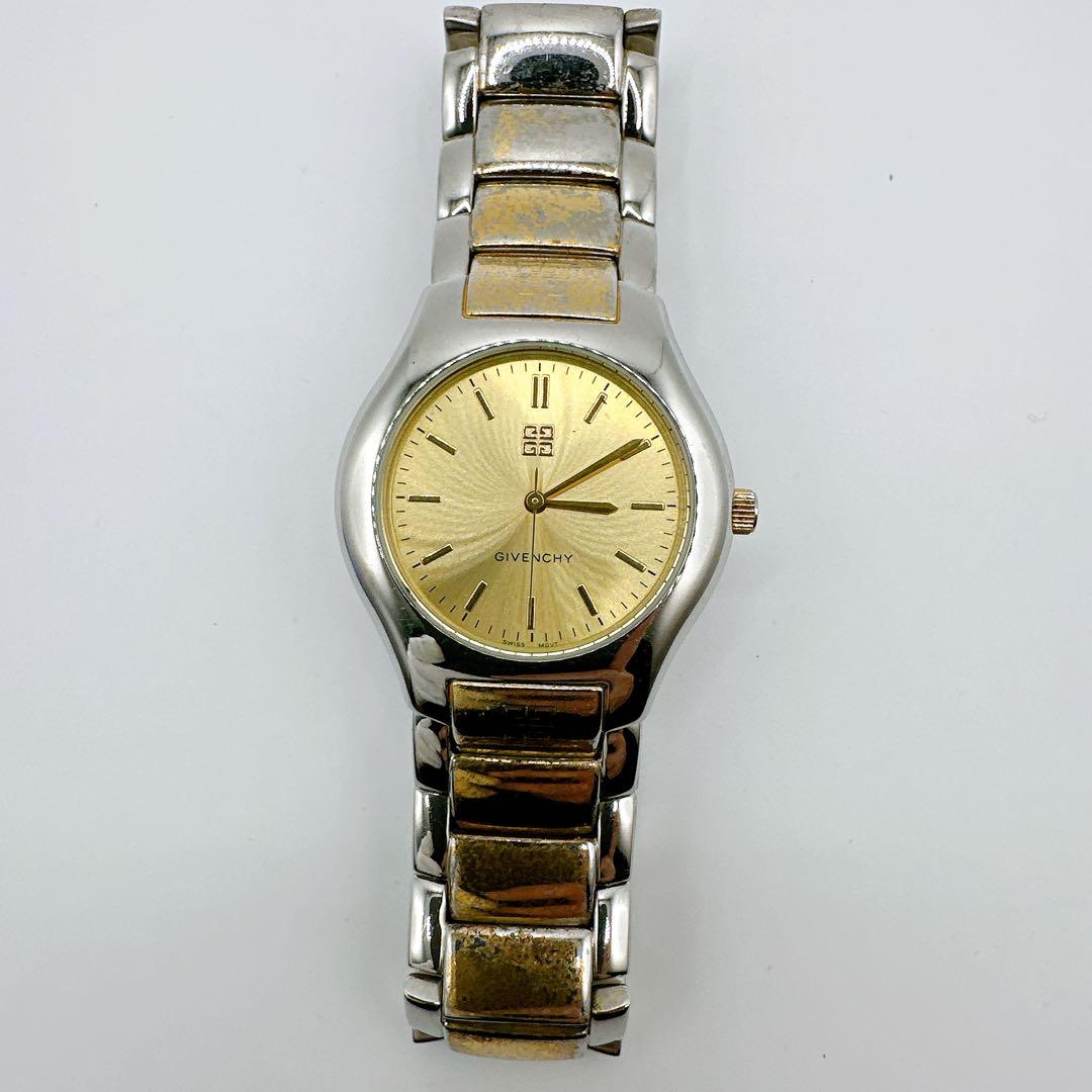 稼働品 ジバンシィ GIVENCHY 腕時計 ゴールド文字盤 コンビ 32mm