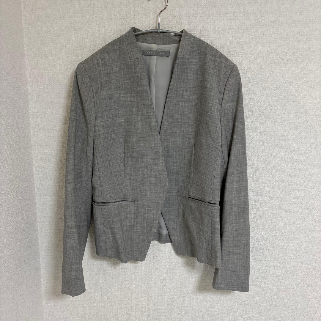 theory luxe ノーカラージャケット グレー 40 - メルカリ