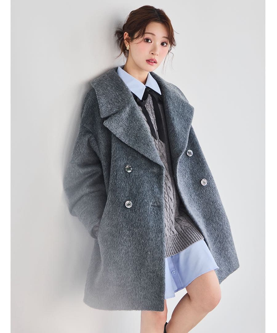 LILLIAN CARAT シャギーミドルコート チャコール - メルカリ