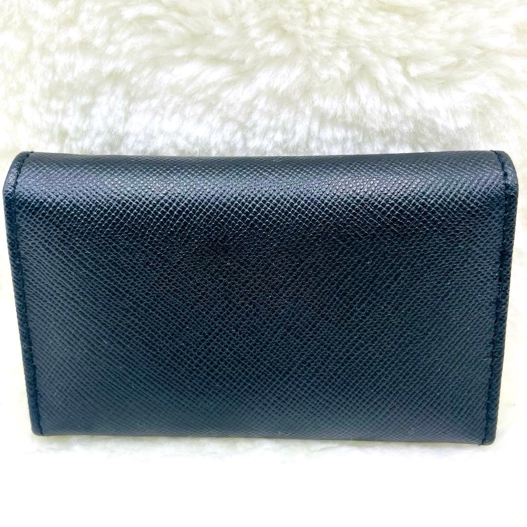 極美品 PRADA 6連 キーケース 三角ロゴ サフィアーノ ブラック 付属品