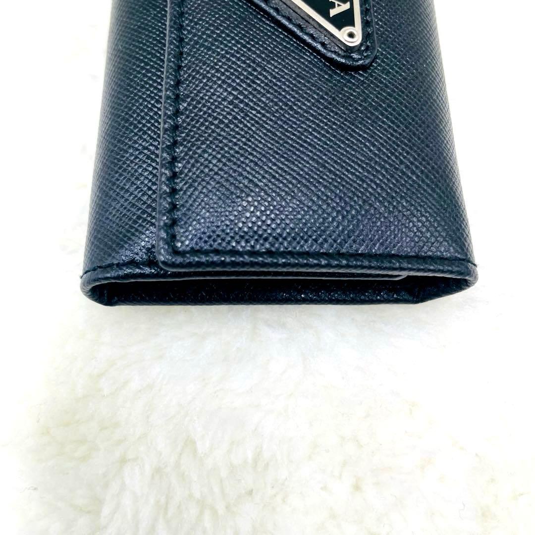 極美品 PRADA 6連 キーケース 三角ロゴ サフィアーノ ブラック 付属品