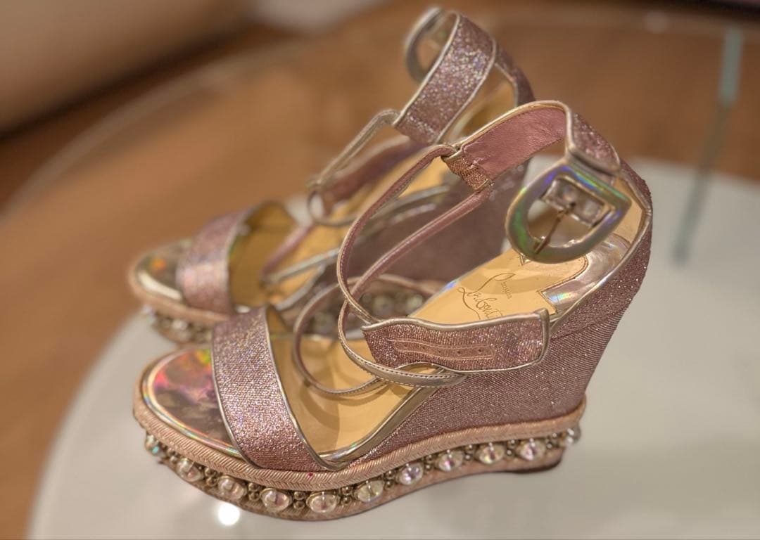 Christian louboutin ルブタン38ピンクグリッターウェッジ $_12.JPG?set_id=880000500F