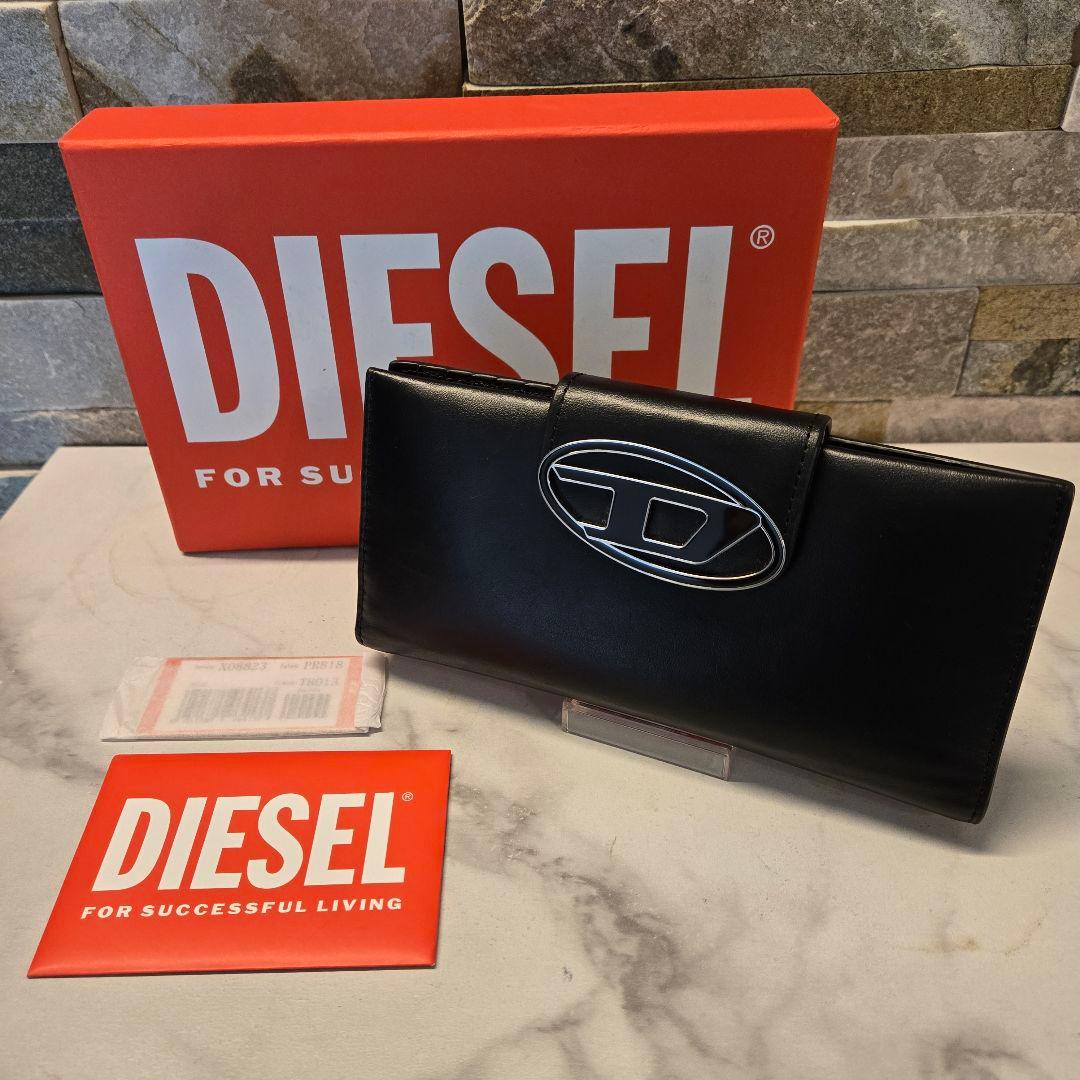 美品 新品 DIESEL ディーゼル 財布 長財布 黒 ブラック Dロゴ 箱付き