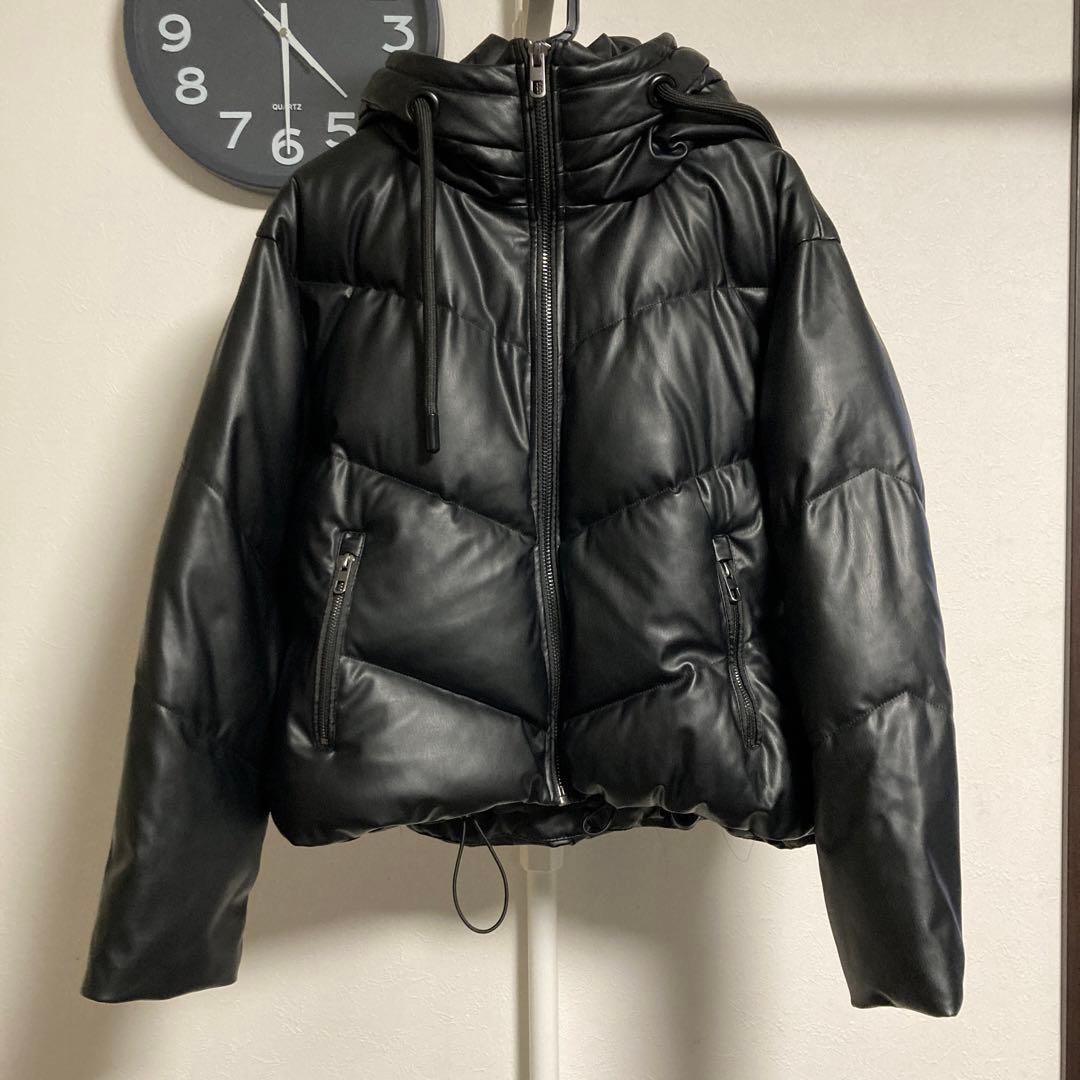あ*や様 ZARA フェイクレザー ダウンジャケット - メルカリ