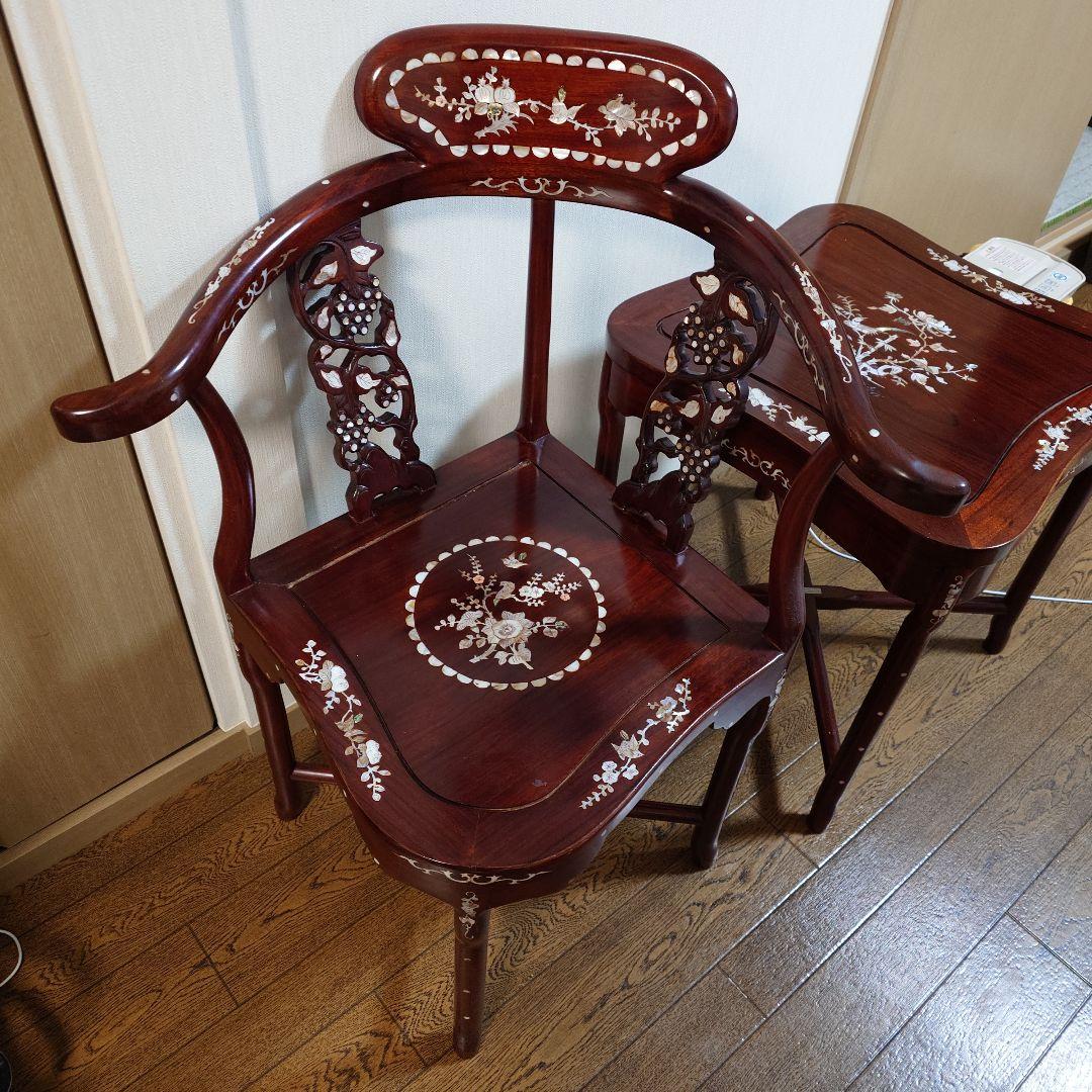 お値下げしました】螺鈿細工 木製家具 唐木調 椅子 アジアン家具 美品