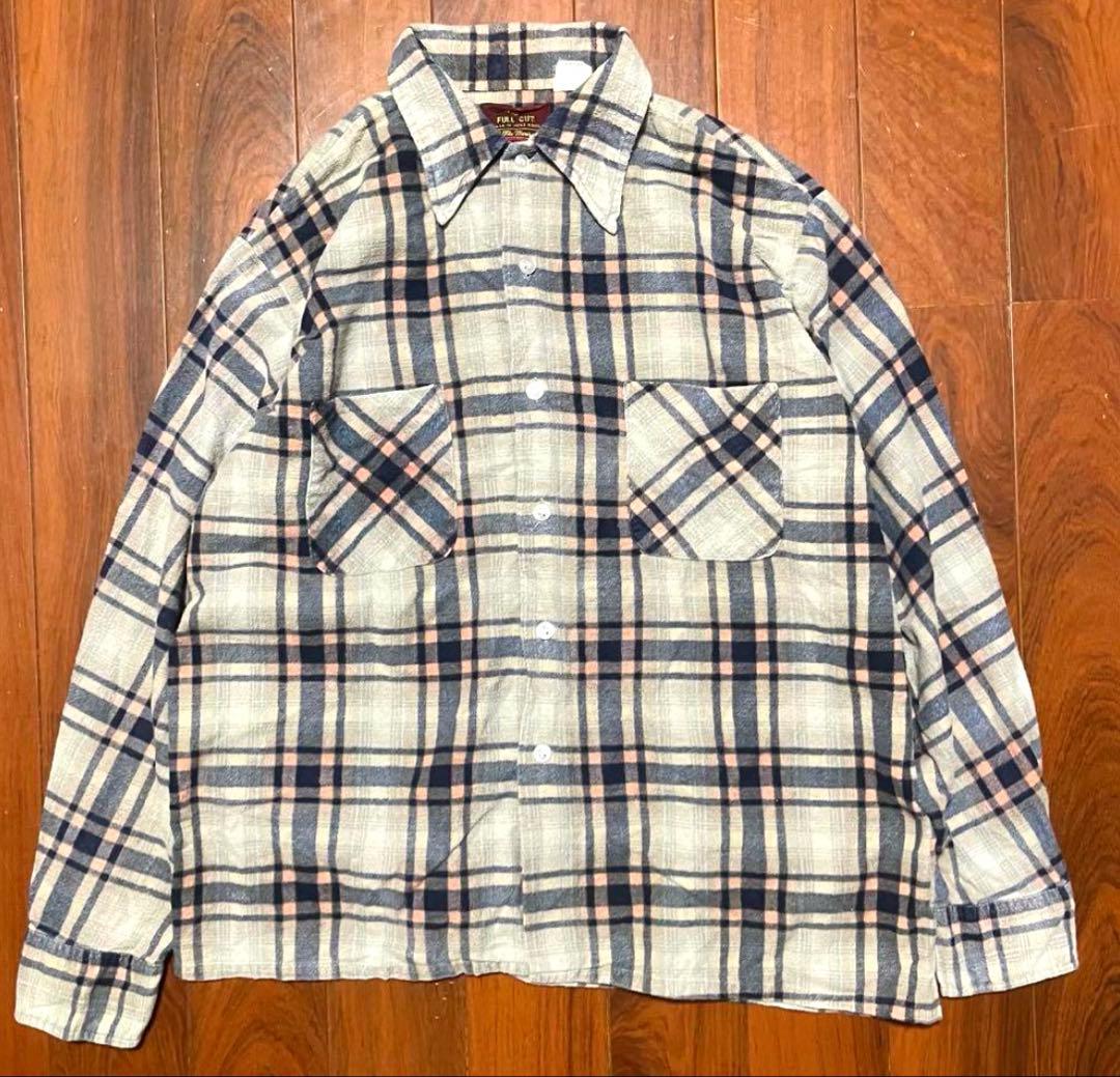 70S Sears プリントネルシャツ 襟芯入り プリネル L - メルカリ