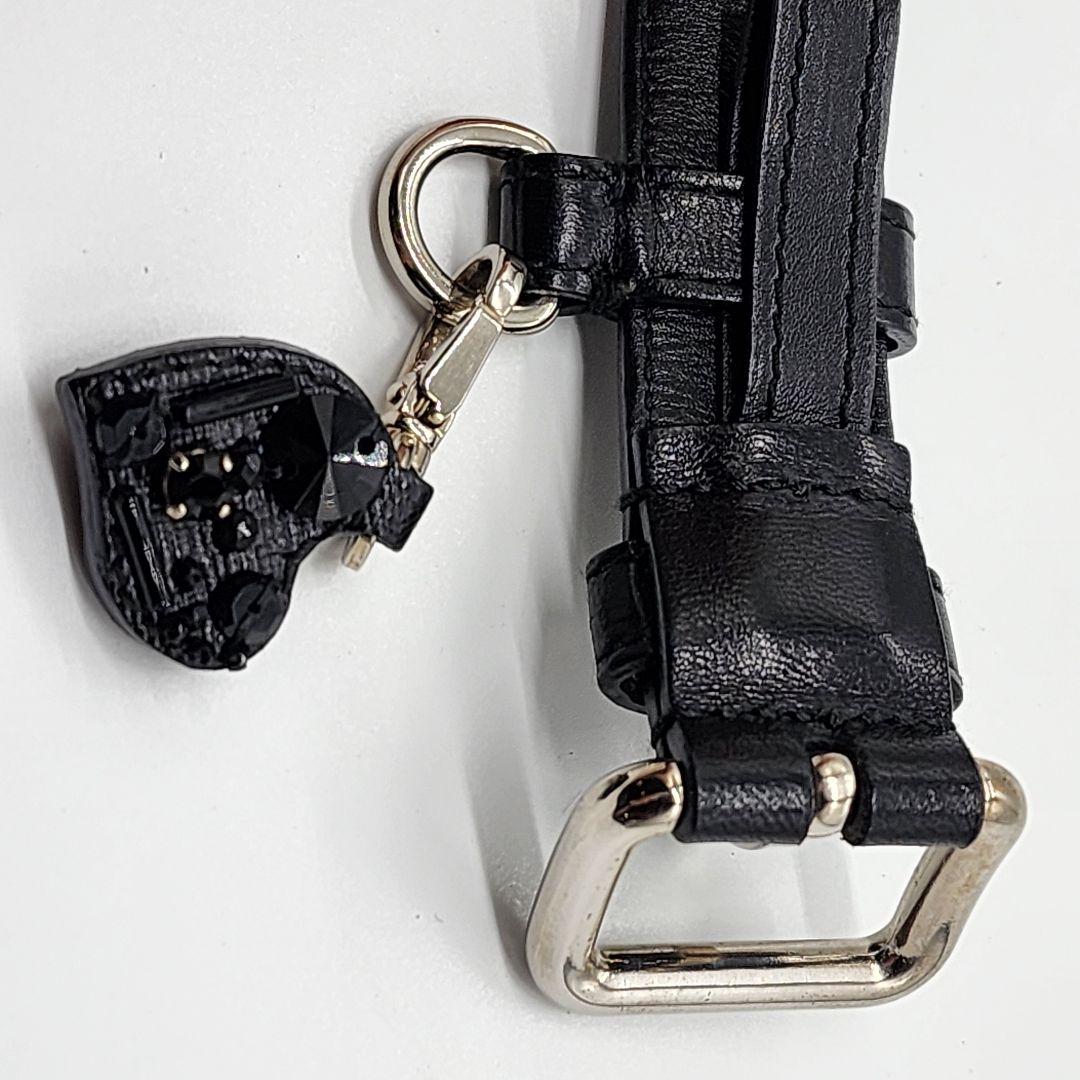 極美品 】 プラダ サフィアーノレザー ベルト ハートチャーム ブラック