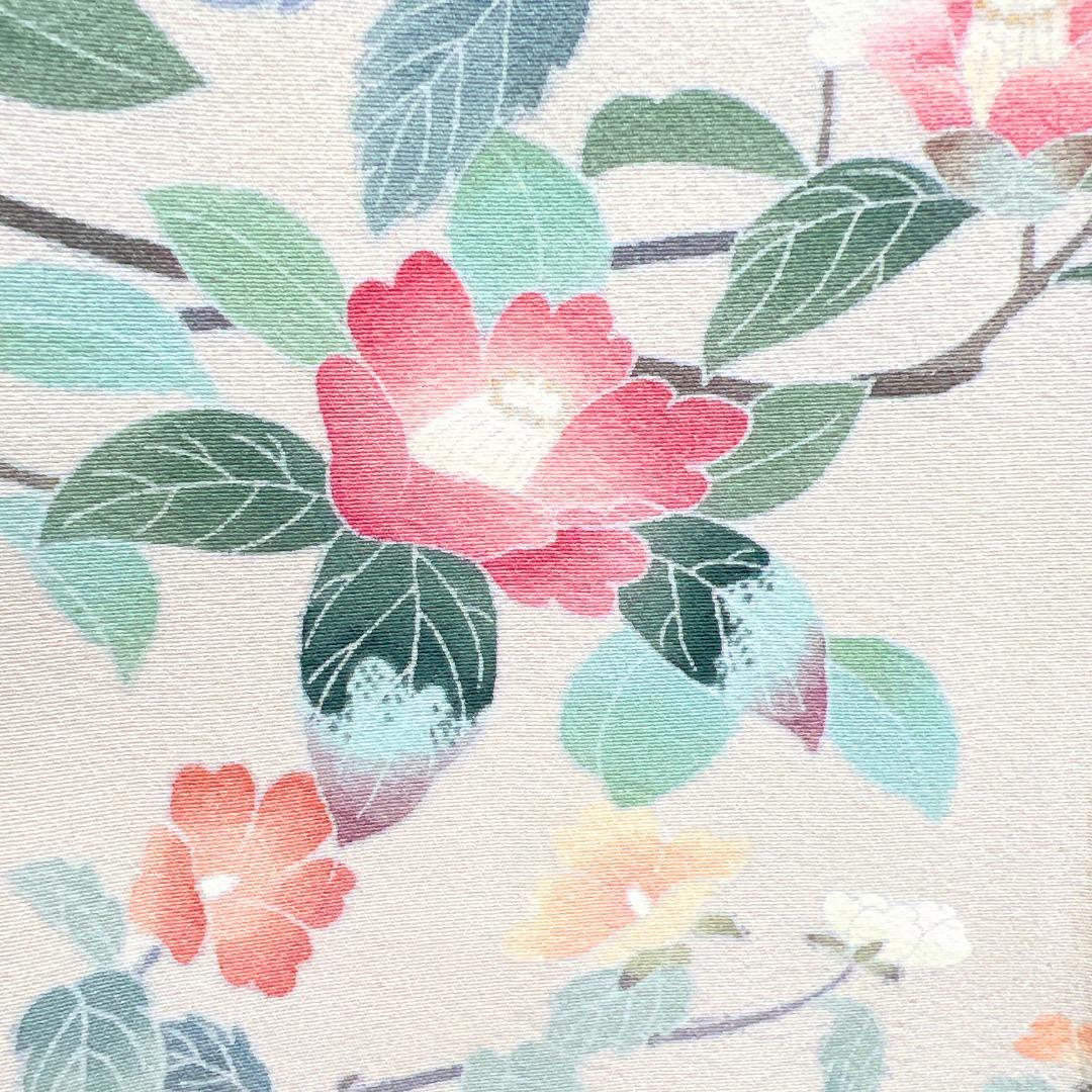 作家もの 訪問着 京加賀友禅 椿 ライトブルー 紋無し 着物 124b d ms