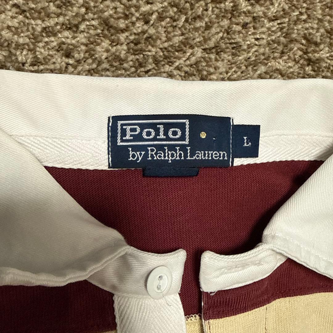 90s Polo Ralph Lauren ラガーシャツ 太ボーダー L 刺繍 - メルカリ