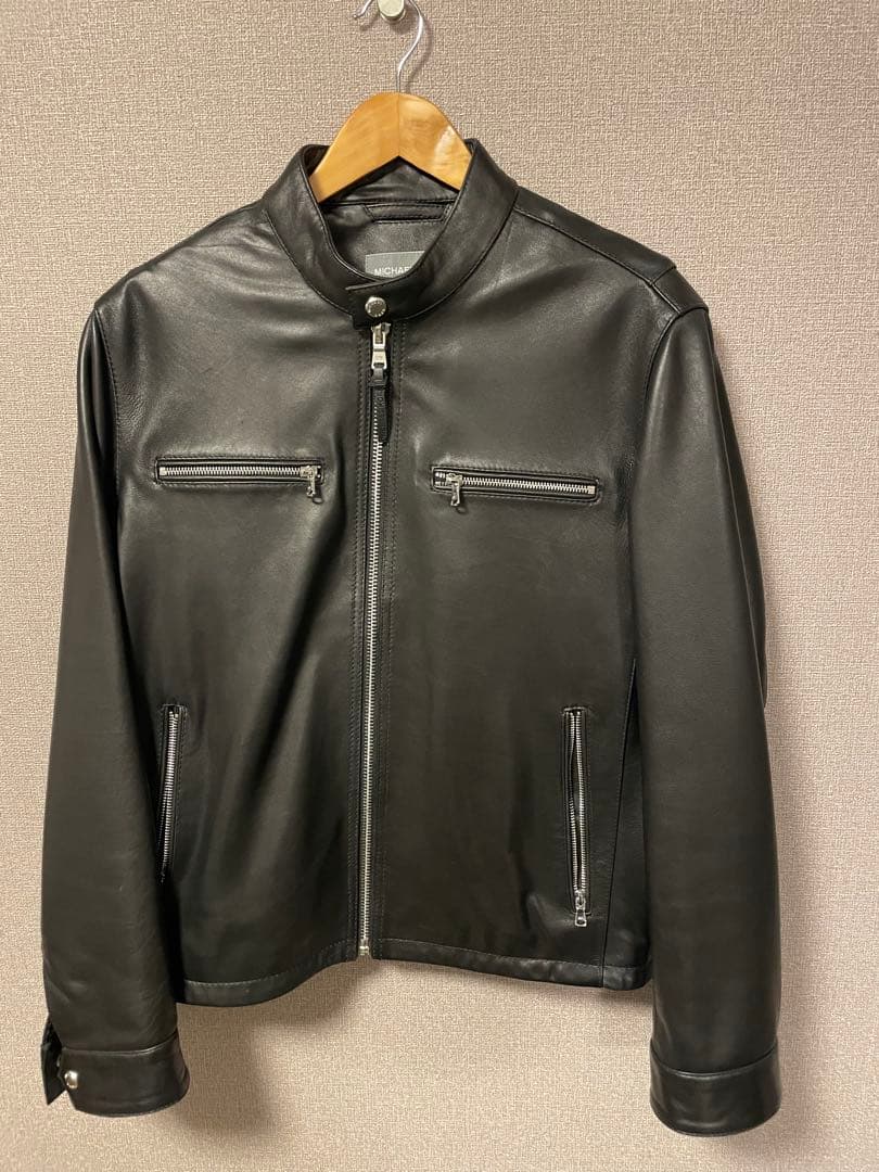 MICHAEL KORS ブラック レザージャケット S 公式アウトレット】HERMAN KEY シングル ライダースジャケット