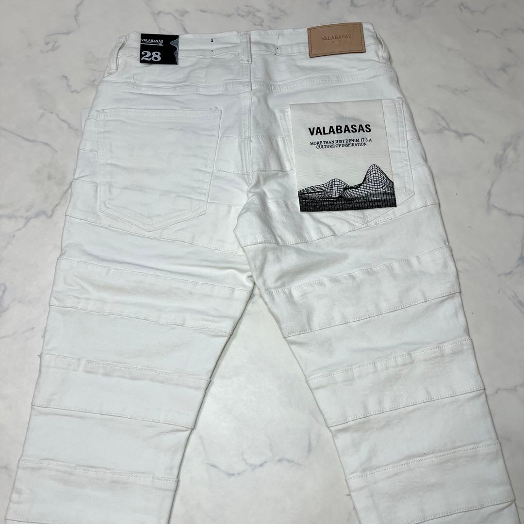 valabasasバラバサス パネルダメージフレアスキニーデニム ホワイト 28