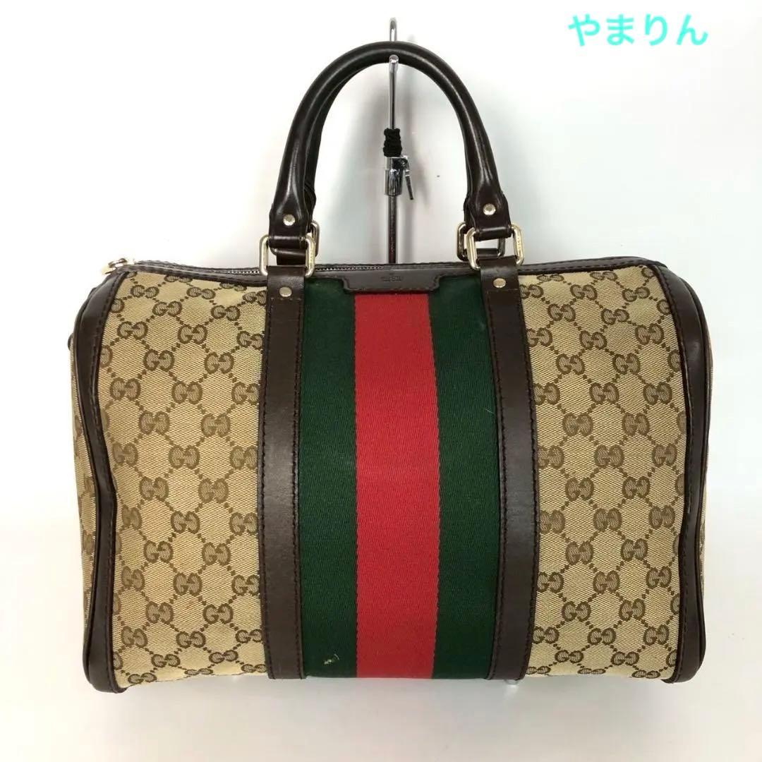 GUCCI グッチ GGキャンバス シェリーライン ボストンバッグ レディース