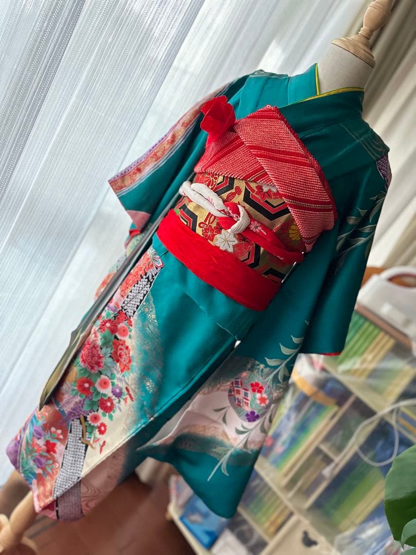 プーさん様専用7歳用七五三フルセット ピーコックグリーン 5点セット