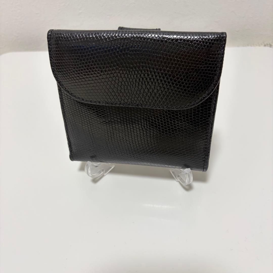 ロウナーロンドン スモールロゴリザードウォレットブラック 二つ折り