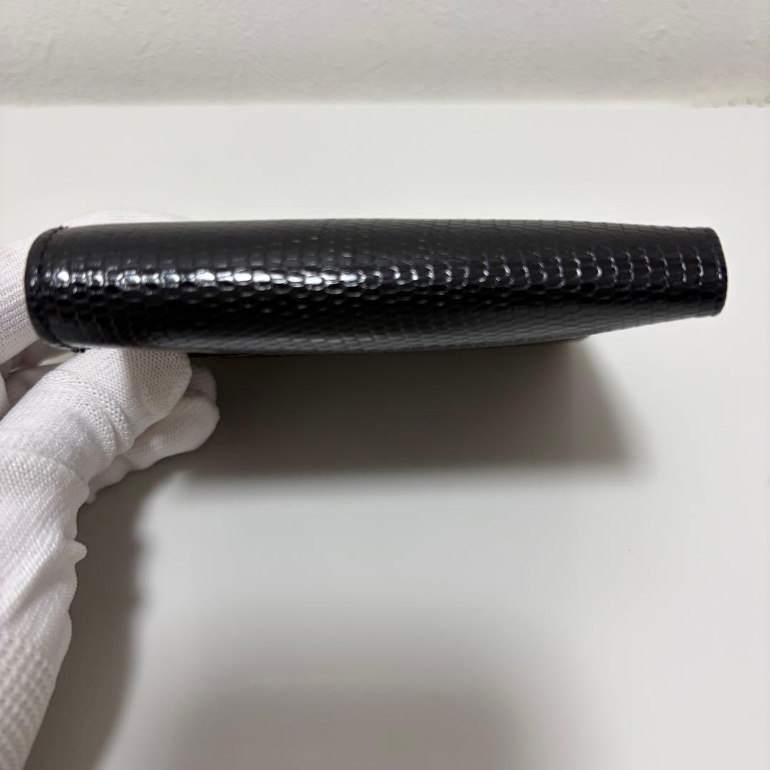 ロウナーロンドン スモールロゴリザードウォレットブラック 二つ折り