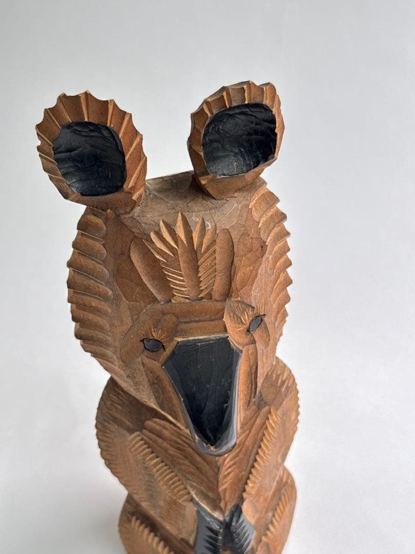 木彫り 熊 ガラス目 民芸品 工芸品 伝統工芸 アイヌ 八雲 レリーフ