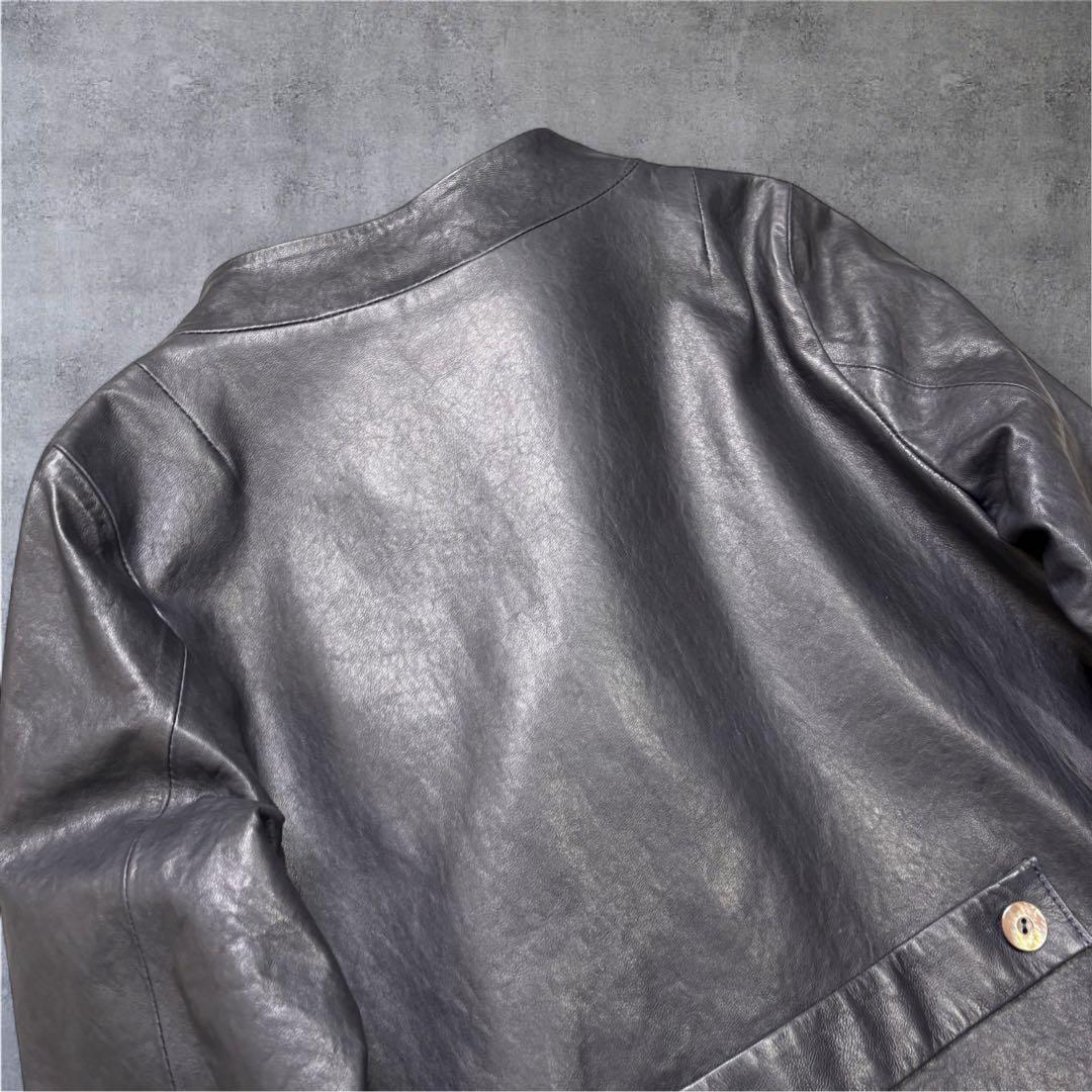 新品】 パラスパレス ラムレザー ノーカラー ジャケット イタリア製 M