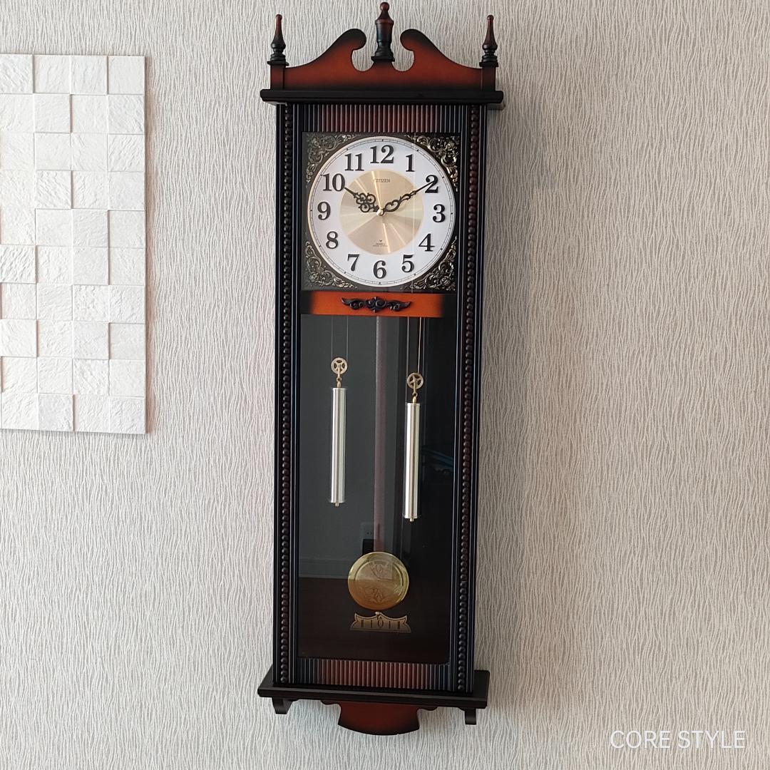 ☆シチズン 振り子時計 掛時計 柱時計 クオーツ 振り子時計 4MJ743 W4