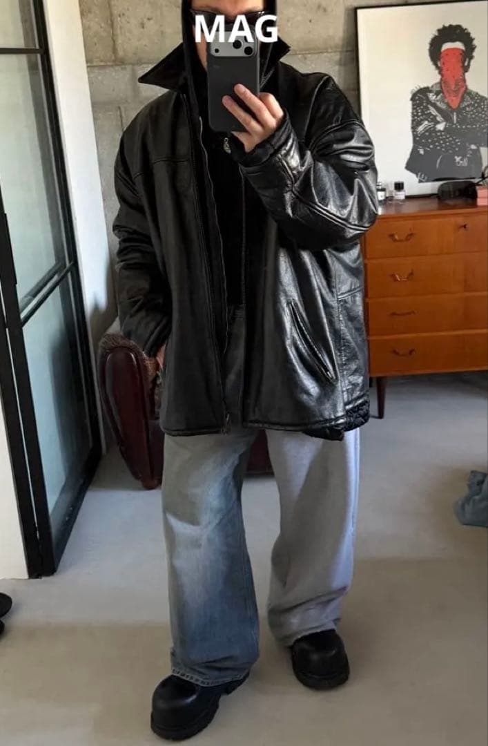 balenciaga バレンシアガ クリンクル レザー ジャケット 44 - メルカリ