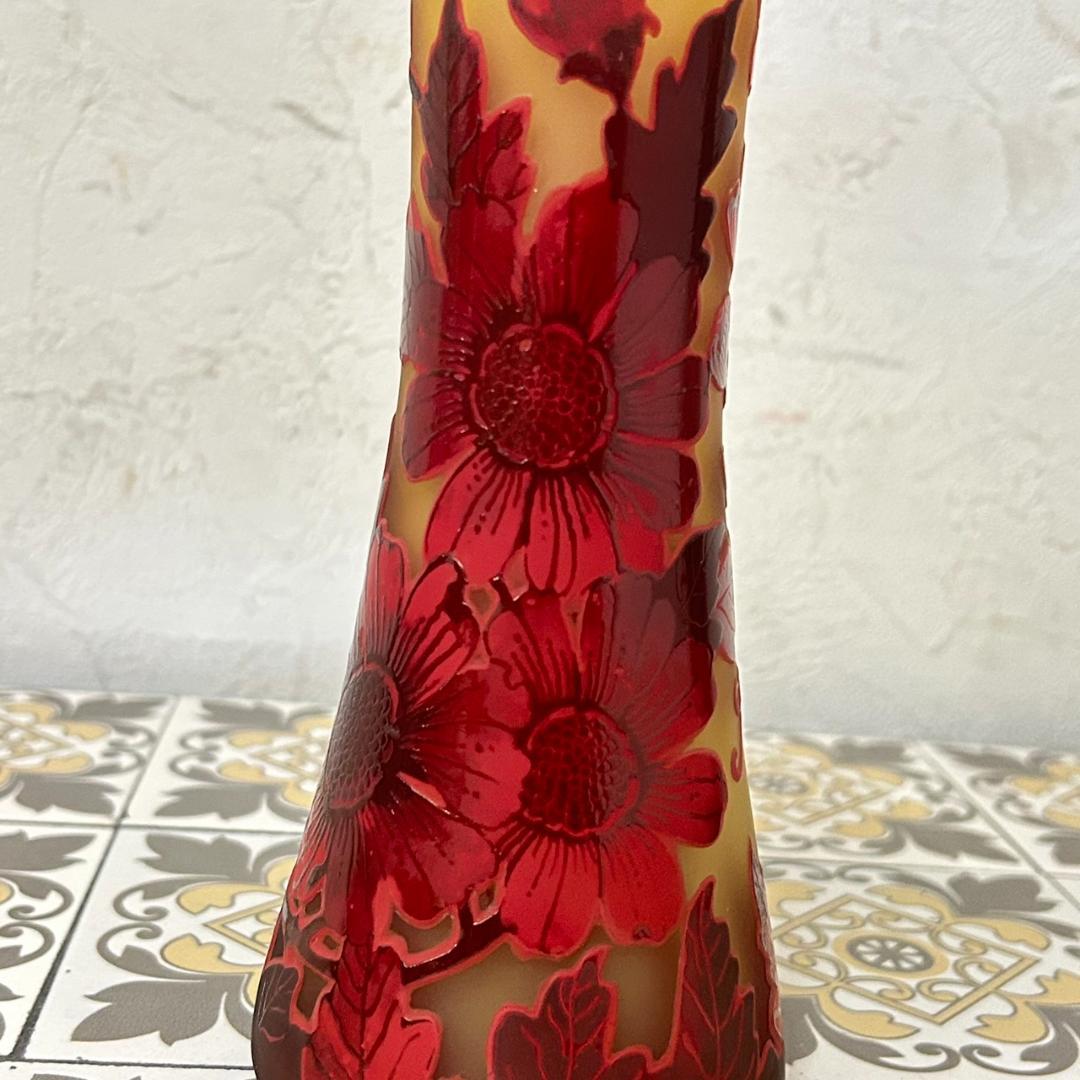 証明書】 エミールガレ 花瓶 カメオ彫り 被せガラス 高さ19cm - メルカリ