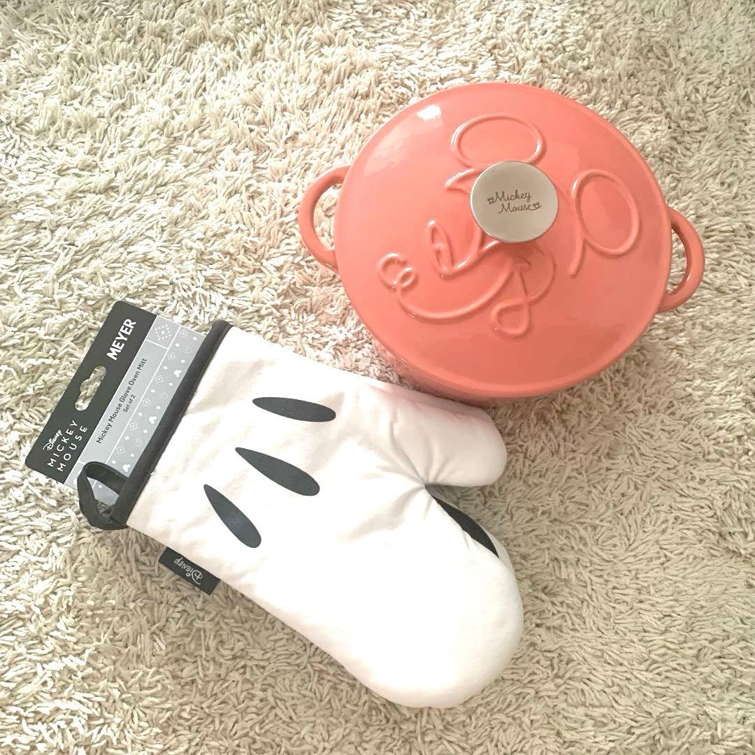MEYER マイヤー ミッキーマウス 両手鍋 ピンク 鍋つかみ ミトン セット