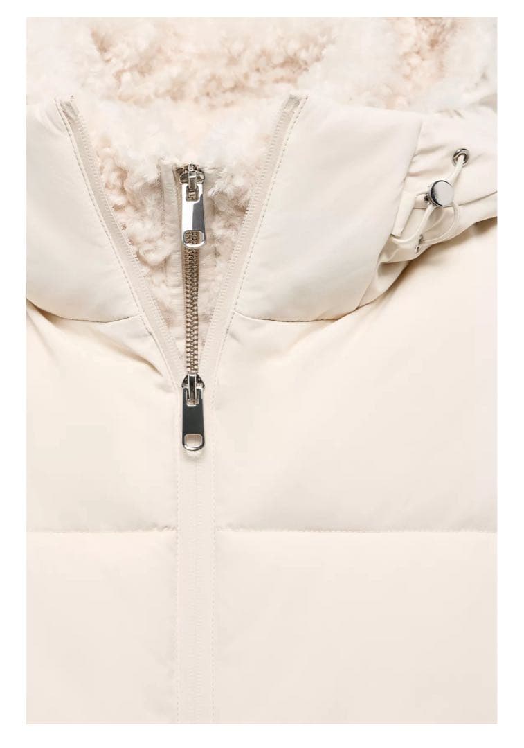 ZARA 新品フェイクシープスキンフード付き撥水ウィンドブレーカー