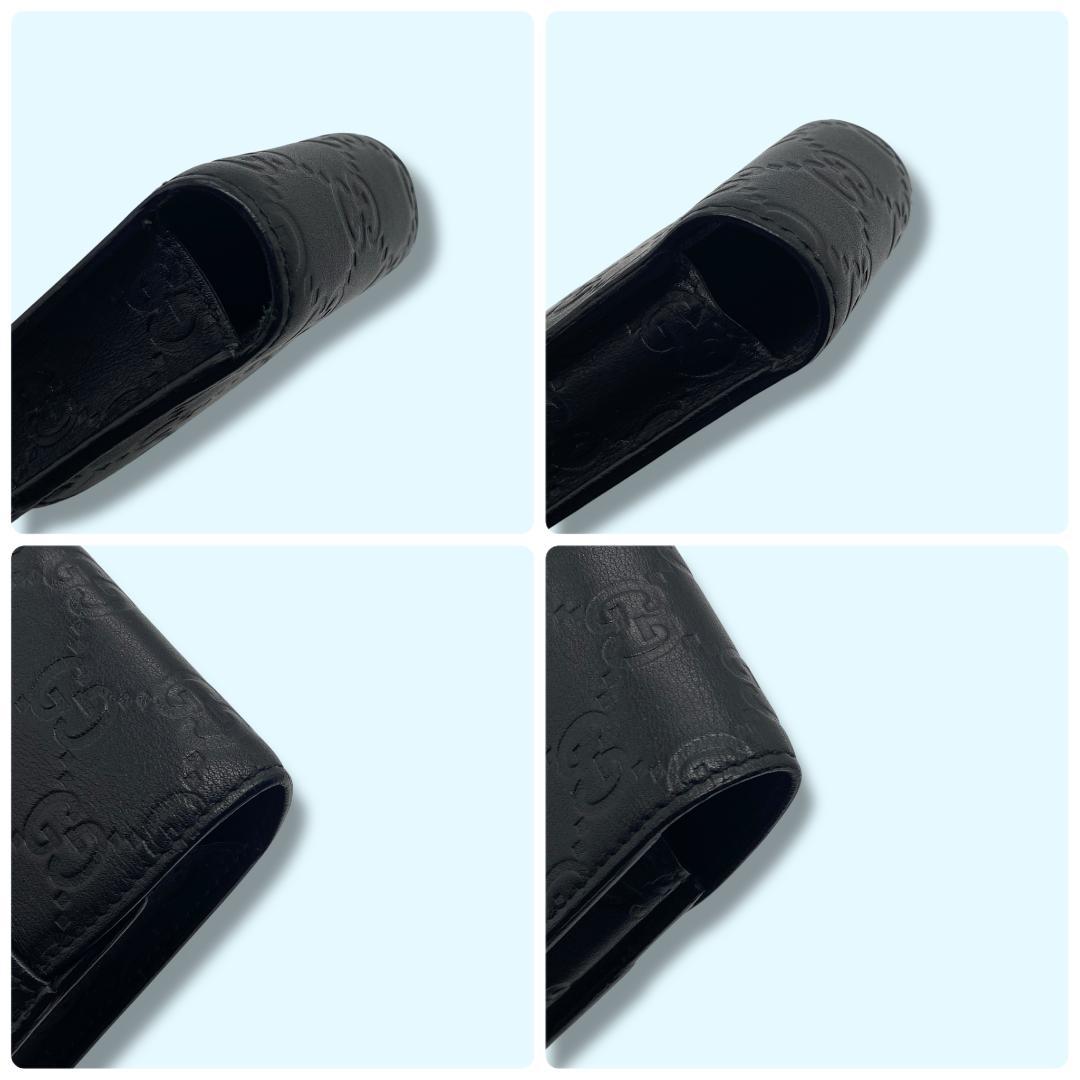 《美品》 グッチ シマ シガレットケース 小物入れ レザー ブラック