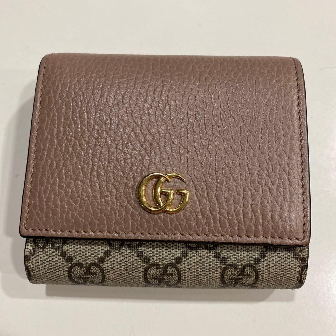 GUCCI 二つ折り財布 ピンク GGパターン - メルカリ