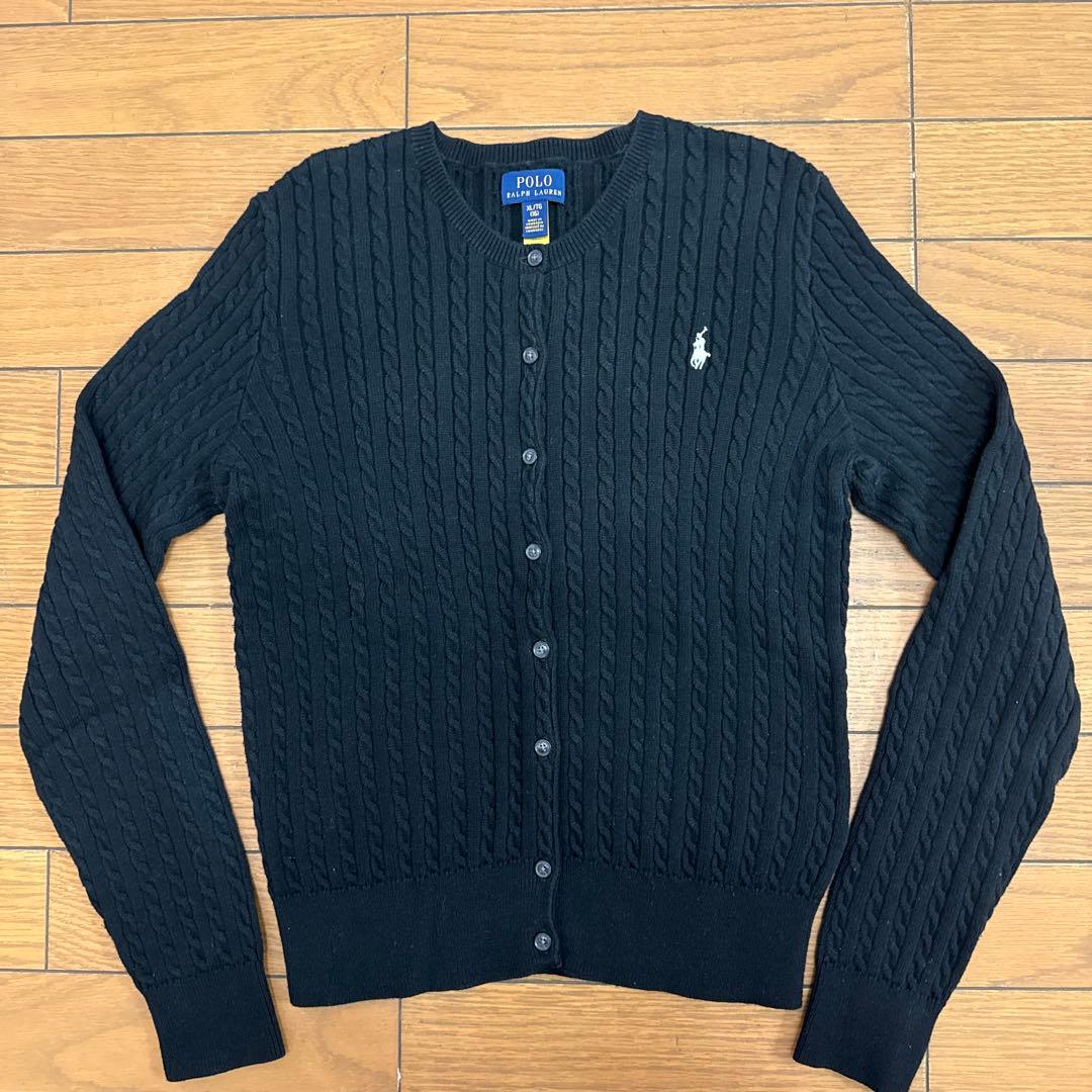 美品 POLO RALPH LAUREN ケーブルニットカーディガン　S相当 POLO RALPH LAUREN（ポロ・ラルフローレン） カーディガン ケーブル
