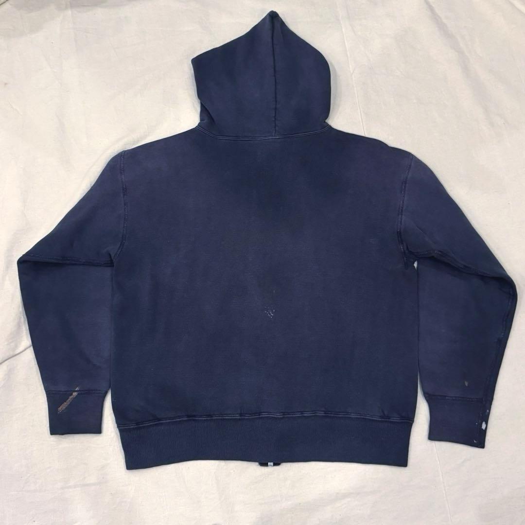 60s ダブルフェイス SWEAT ジップ パーカー 茄子紺 フェード ナス紺