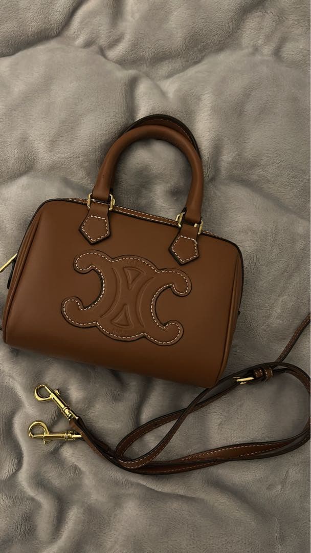 CELINE ロゴ刺繍 ボストンバッグ CELINE】セリーヌ トリオンフ スモール ボストンバッグ (CELINE