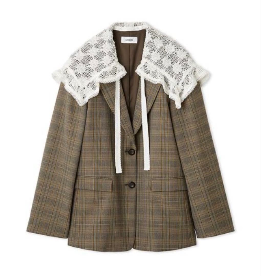 スナイデルsnidelレースカラーテーラードジャケットチェック SNIDEL（スナイデル） ジャケット テーラードジャケット レースカラー