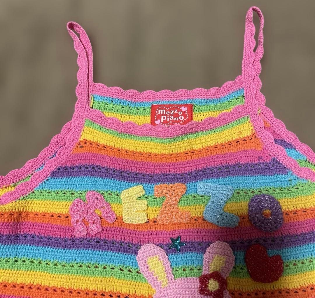 希少 メゾピアノ ニット キャミワンピース L キッズ ブランド 棉100美品