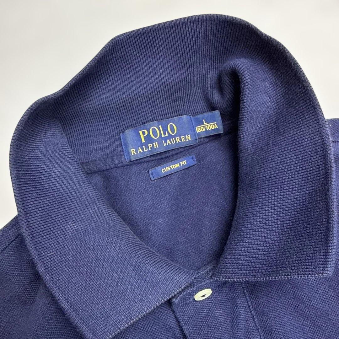 ポロラルフローレン ビッグポニーロゴ刺繍 USA国旗ポロシャツ ネイビー