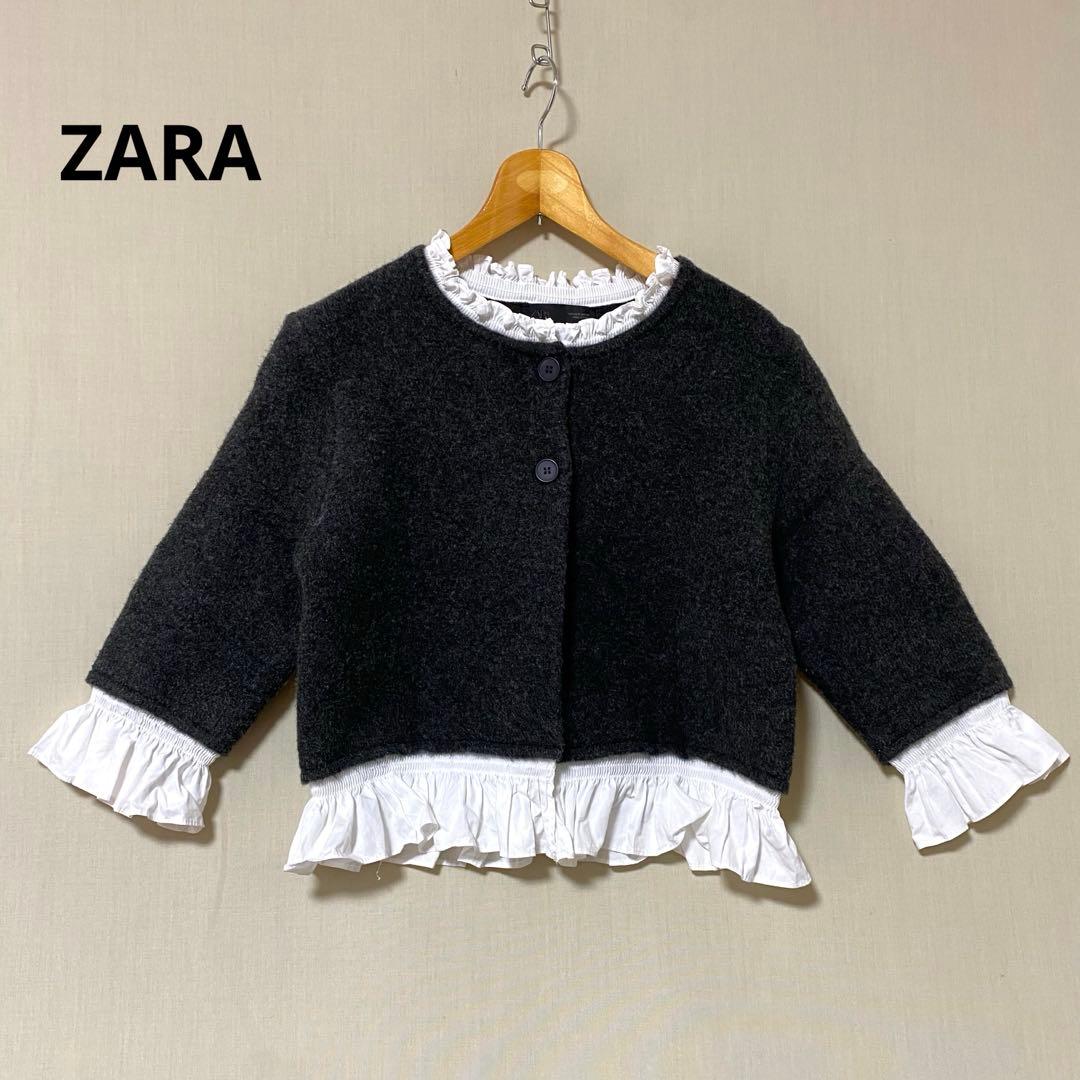 ZARAポプリンコンビニットジャケット ダークグレー S - メルカリ