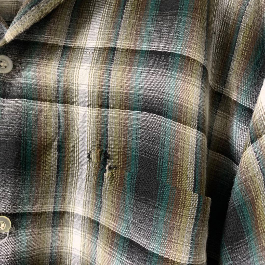 60's】TOWN CRAFT オンブレチェック レーヨンシャツ 船タグ M - メルカリ