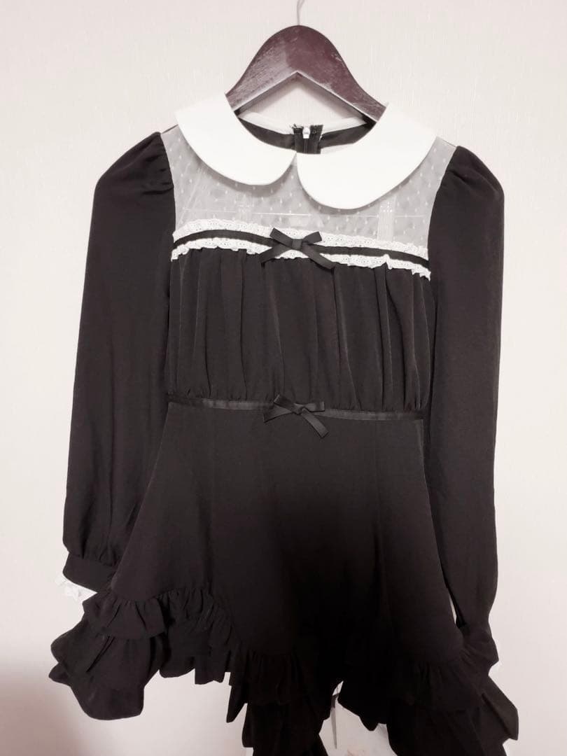 pium チュール切り替えティアードセットアップ 黒 ブラック ぴうむ