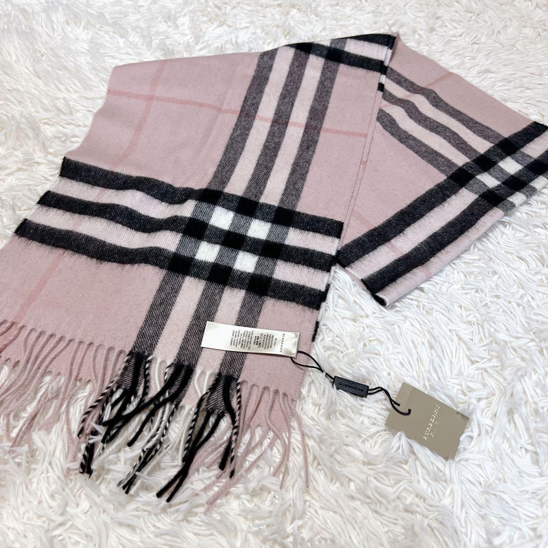《新品未使用》バーバリー マフラー メガチェック ピンク カシミヤ ノバチェック