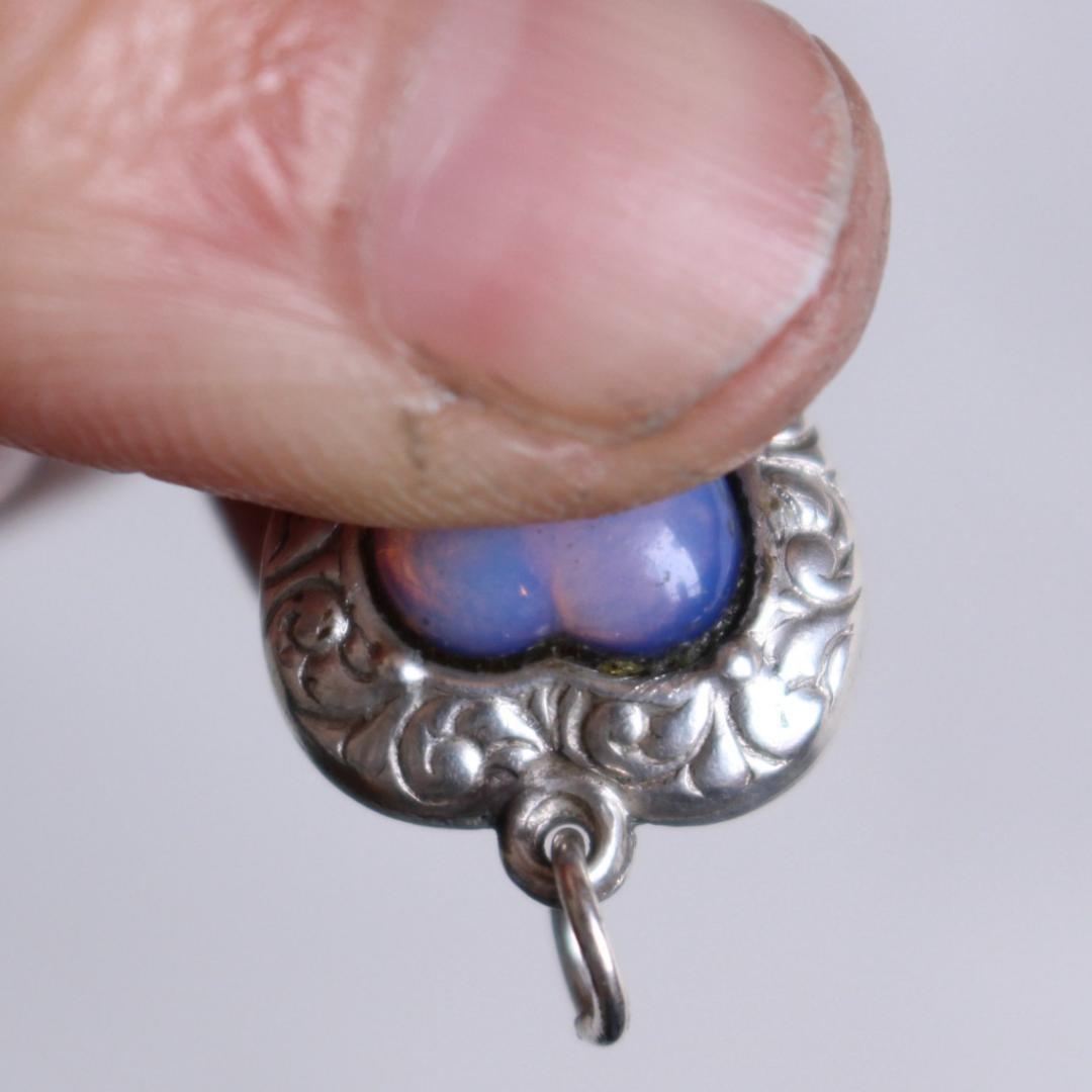 40s スウィートハートジュエリー WW2 シルバー オパール 両面 石 波