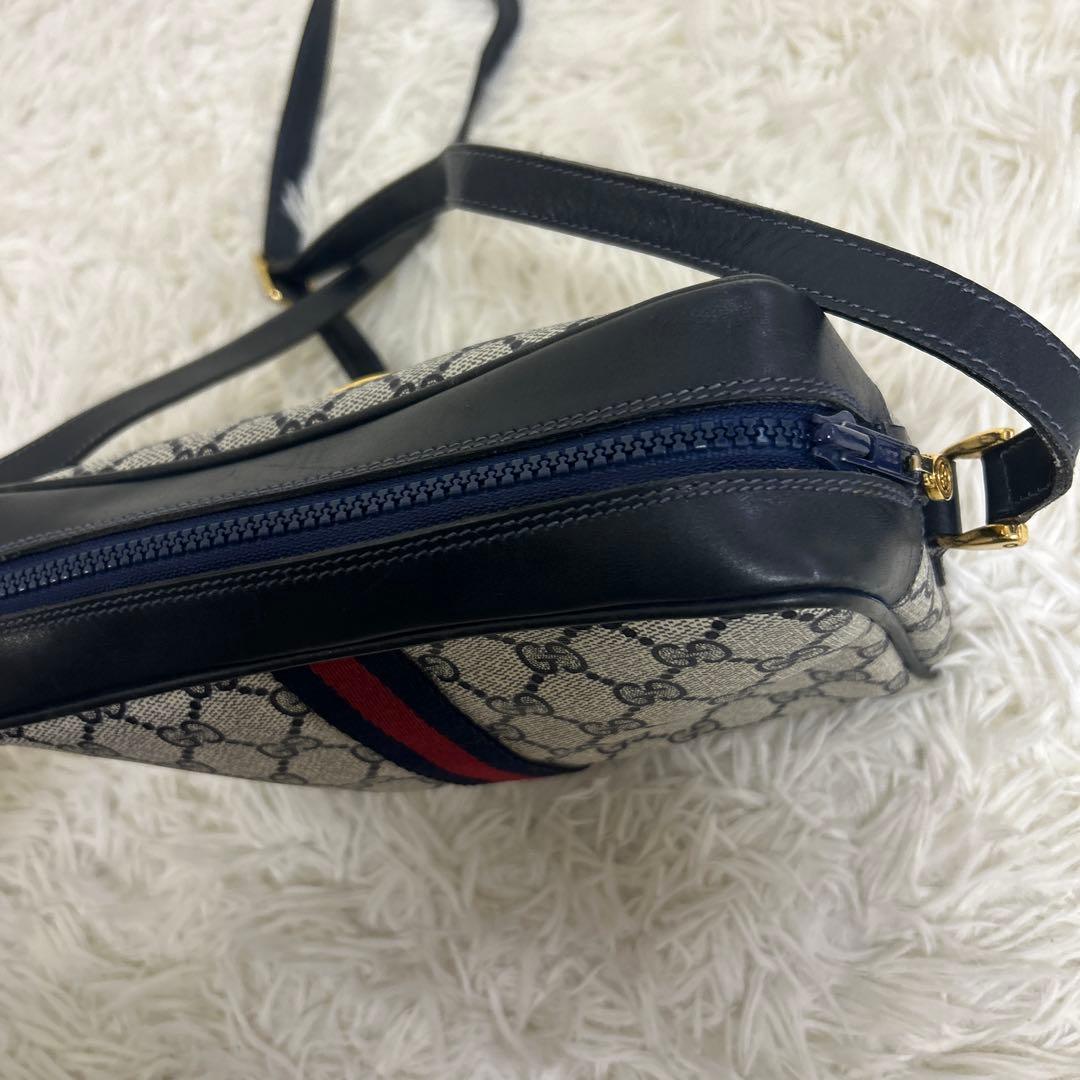 極美品 グッチ PVC ショルダーバッグ シェリーライン GG柄 ファスナー