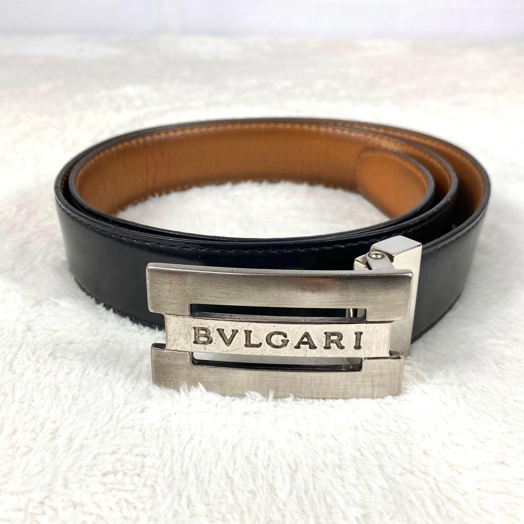美品】BVLGARI ブルガリ ベルト レザー シルバー ブラック - メルカリ