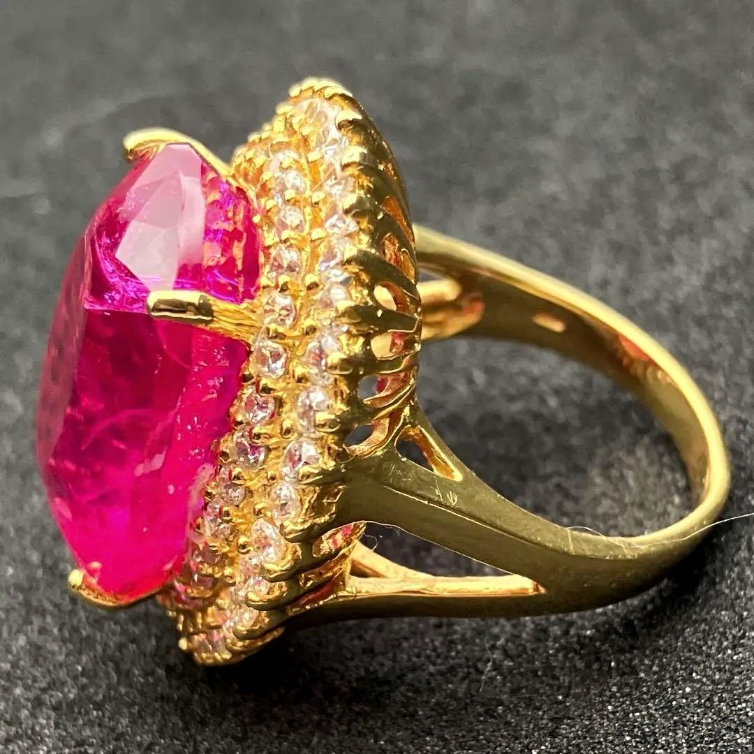 ルル様ご予約 天然ピンクルビー 30.85CT sv925 24k仕上 指輪