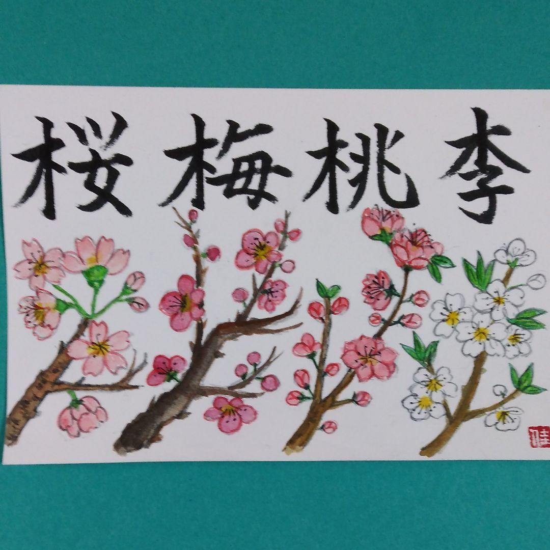 桜梅桃李…手描きの絵手紙 - メルカリ