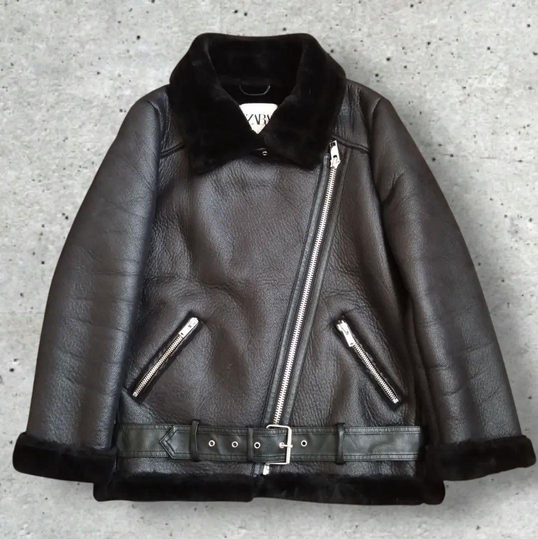 美品】ZARA レディース フェイクムートン ダブルライダースジャケット