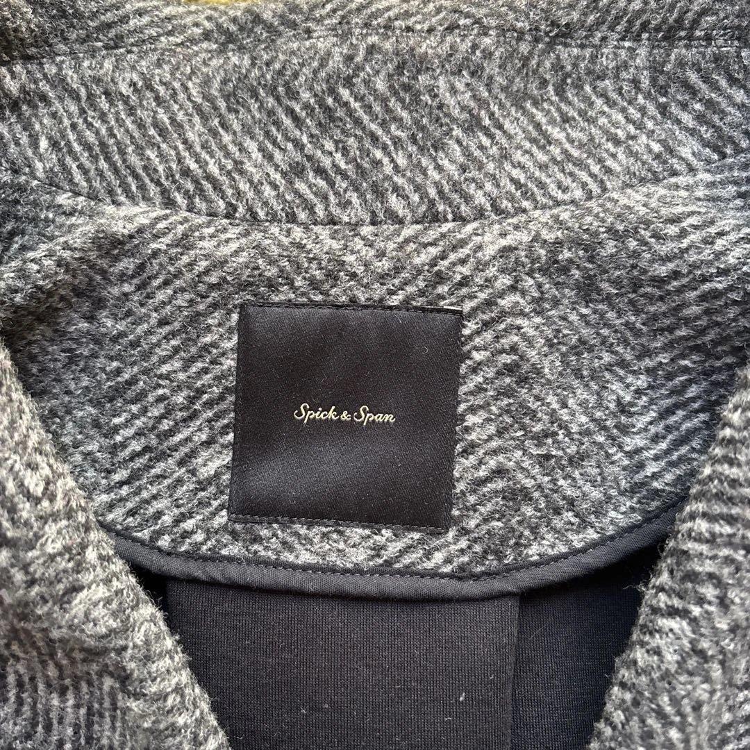 Spick & Span Wスライバーヘリンボーンミドルコート 36 ブラック