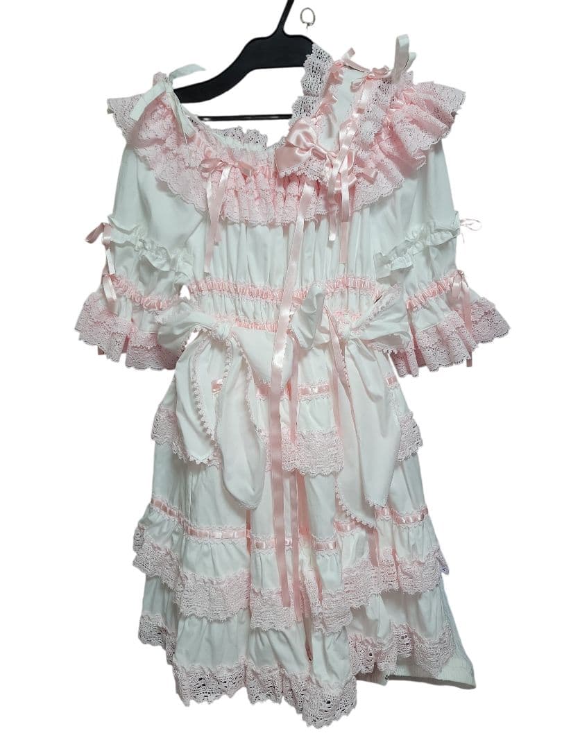 Confiture Ribbonワンピース ヘッドドレス オフ白×ピンク - メルカリ