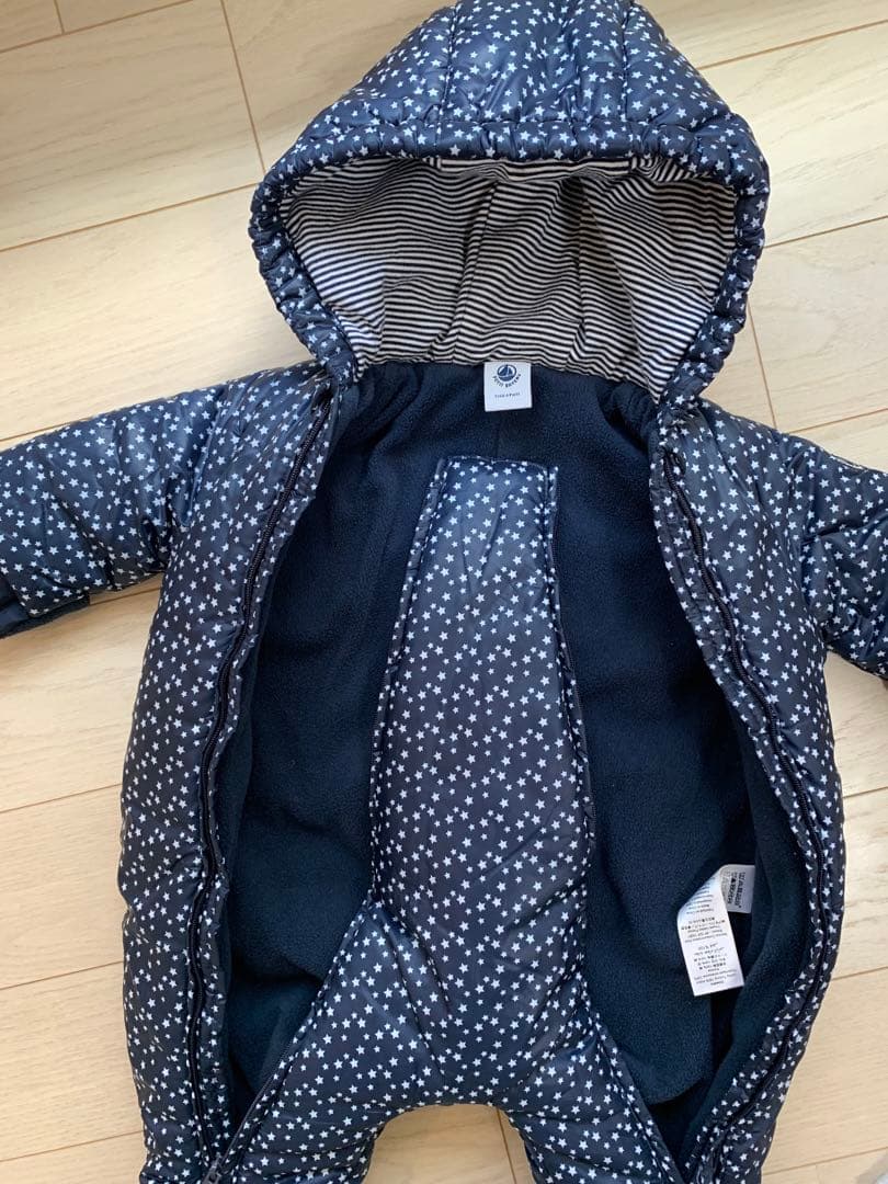 プチバトー ⭐︎ ダブルファスナーカバーオール 星スター ネイビー