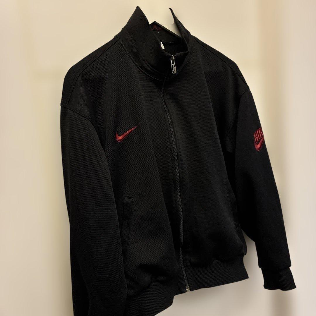 90s NIKE オールドナイキ 銀タグ トラックジャケット 刺繍ロゴ 黒 XL