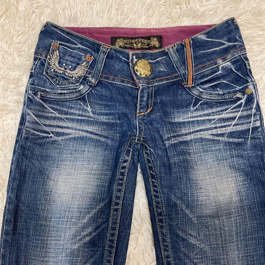 RED PEPPER デニム ジーンズ フレア ブーツカット 刺繍 27 - メルカリ